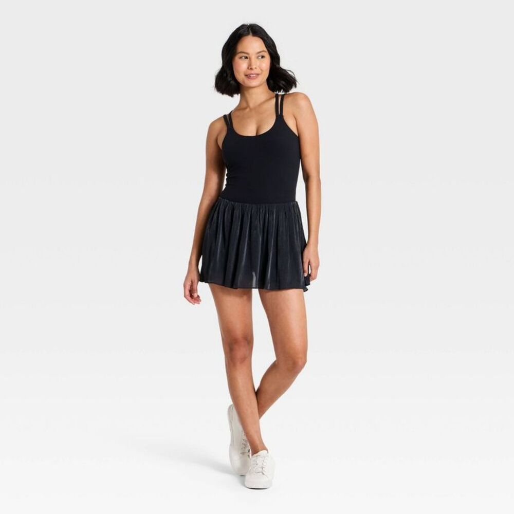 Women's Cross Back Plisse Dress - JoyLab Black S